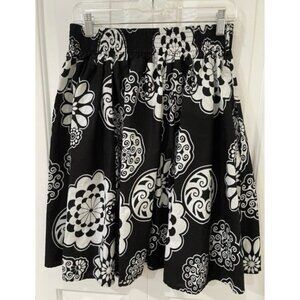 Look at Me Womens Floral Pull On Skirt Pockets One Size Black White